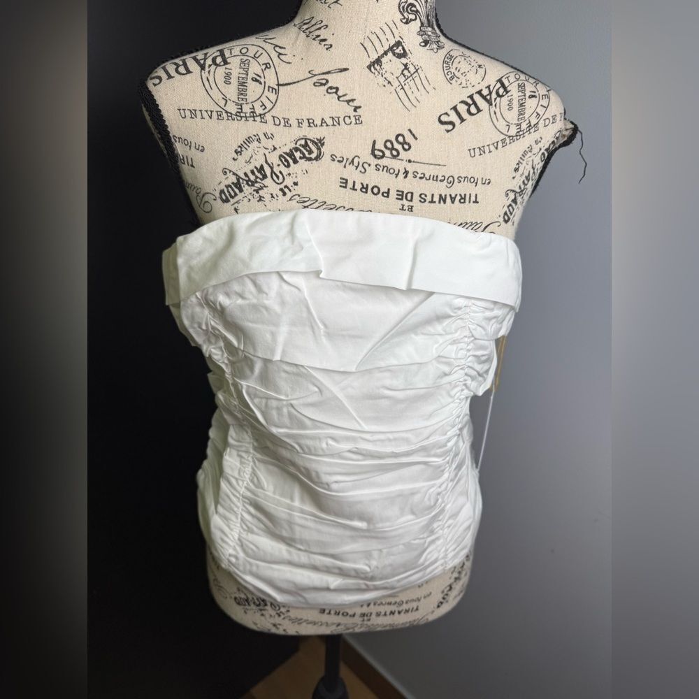 backyard roses ruche strapless top NWT Size L